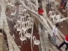 Bahagi ng kisame ng Candaba Trade Center gumuho