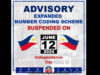 Number coding sa Metro Manila, suspendido sa Hunyo 12
