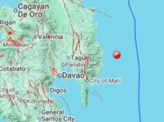 M-5.6 na lindol, yumanig sa karagatan ng Davao Oriental
