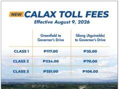 Toll para sa CALAX subsection 3, aprubado na
