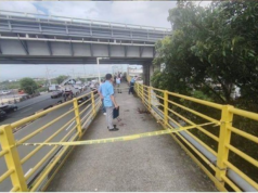 Armadong holdaper sugatan sa pambubuno sa pulis sa ibabaw ng footbridge sa Muntinlupa