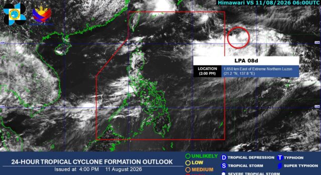 LPA sa labas ng PAR posibleng maging bagyo sa loob ng 24 oras