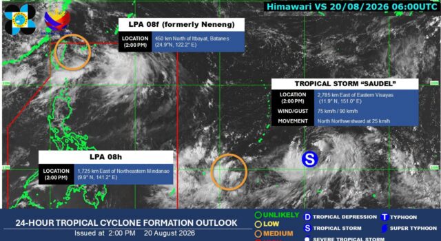 Neneng humina, LPA na lamang; Saudel, isa pang LPA minomonitor ng PAGASA